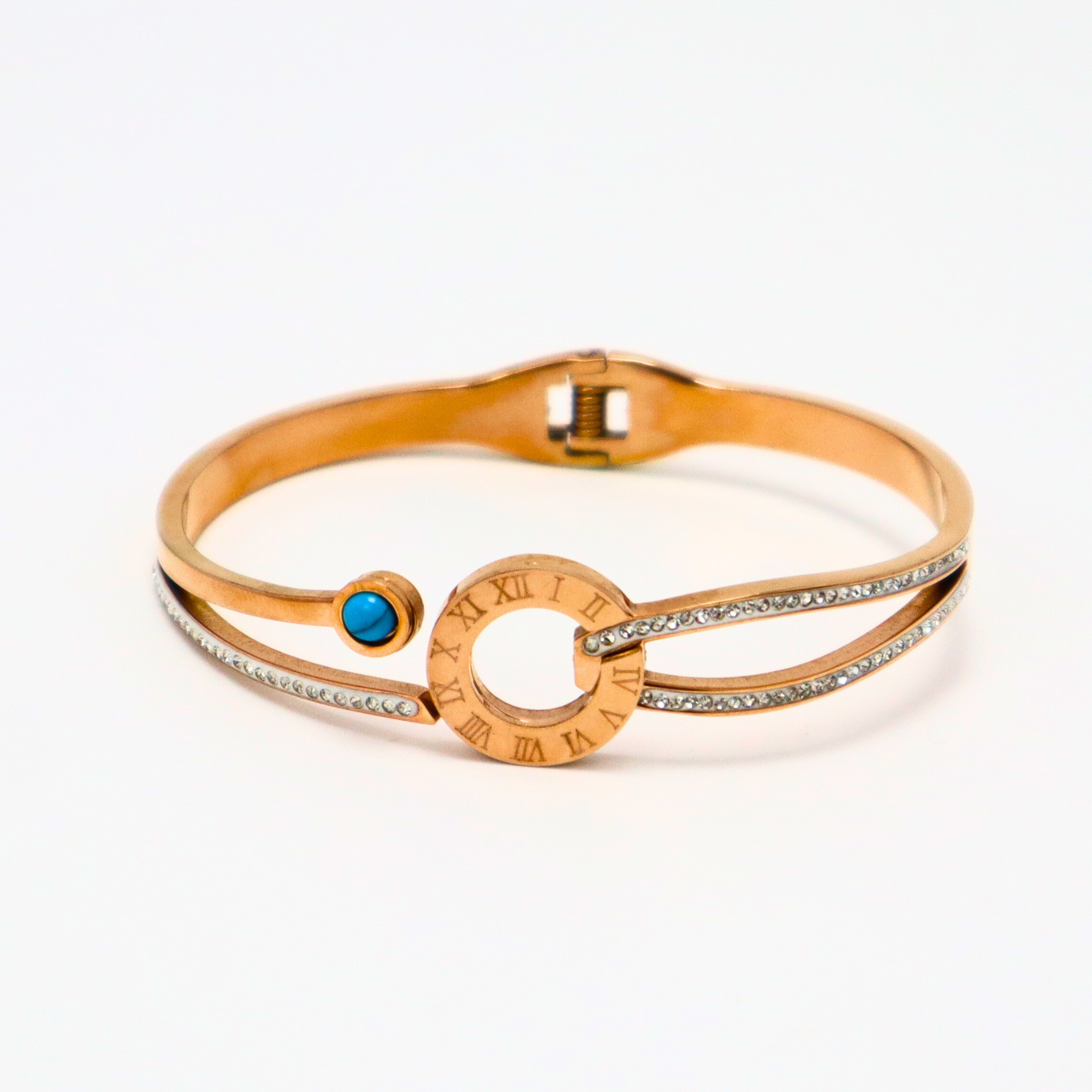 Rose Gold Roman Numeral Bracelet for Women & Girls - Adjustable Bangle