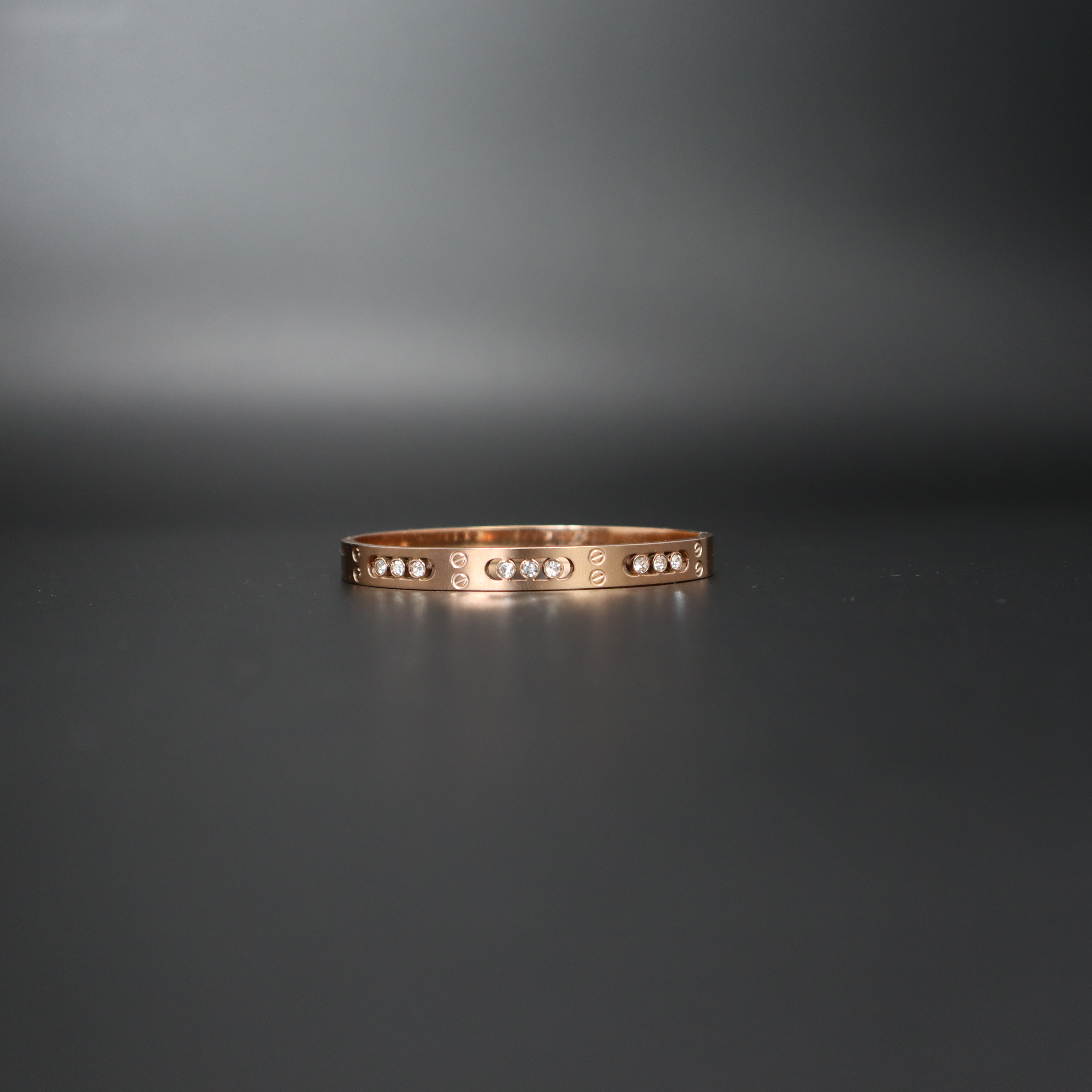 Keerthii Kalaa Rose Gold Circle & Crystal Bracelet for Women & Girls - Anti-Tarnish Bangle, Free Size