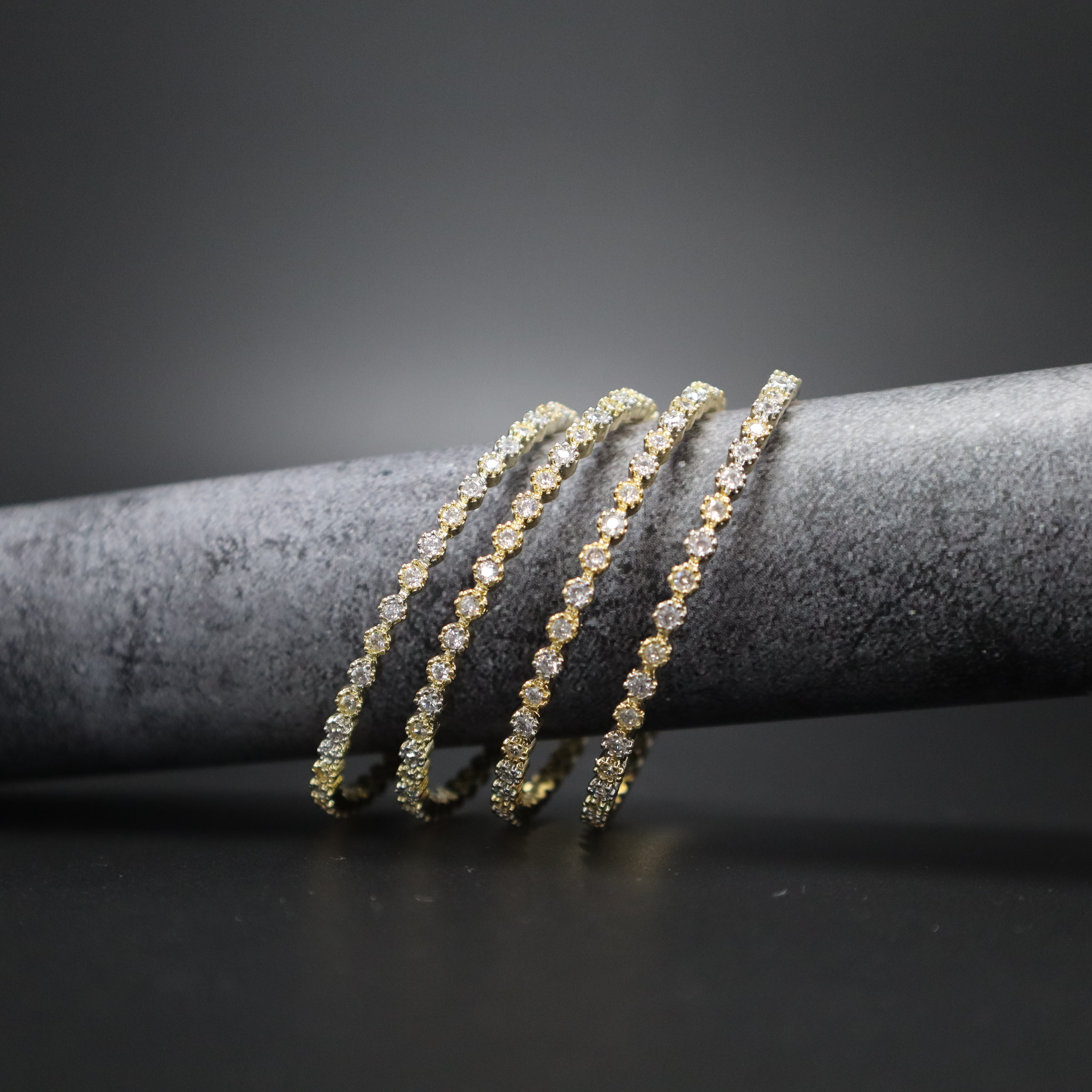 Keerthii Kalaa Sparkling AD Stone Bangle Set of 4 for Women & Girls - Premium Gold Bangles for Occasion Wear