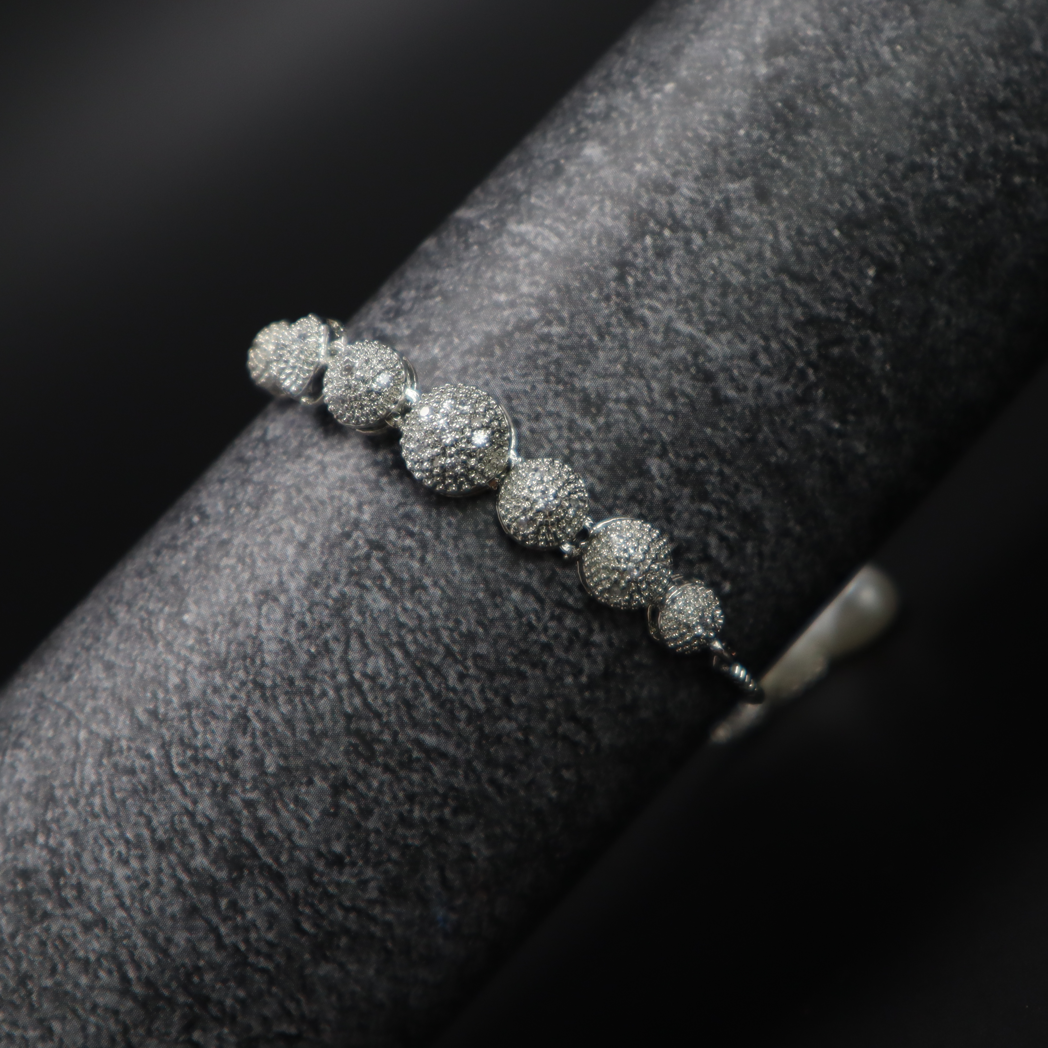 Keerthii Kalaa Sparkling Pave Ball Bracelet for Girls - Silver Adjustable Chain Bracelet with American Diamonds