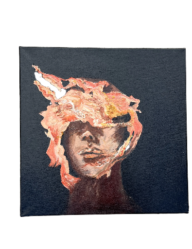 Pintura de "cara de fuego" abstracta