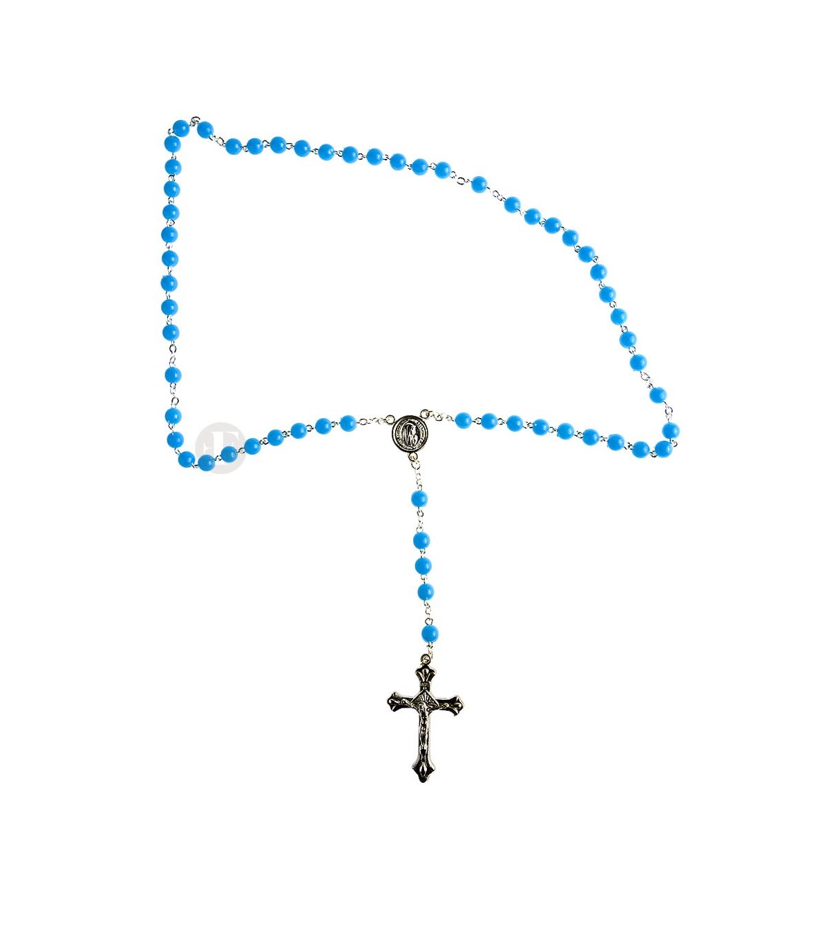 Chapelet avec perles bleues claire 6mm
