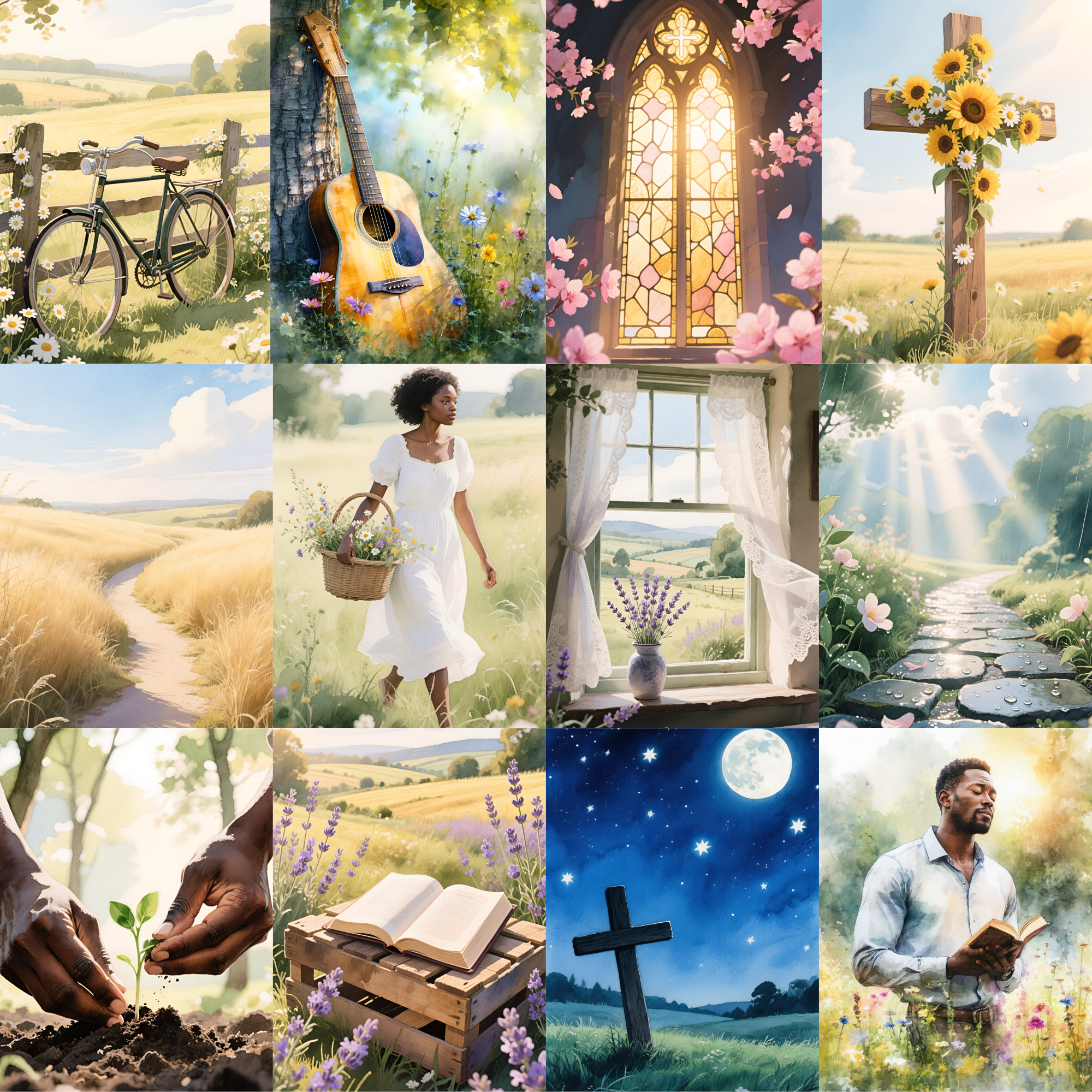 Peaceful Countryside, Faith Junk Journal, Christian Junk Journal, Watercolor, Faith Journal Pages, Ephemera, Spiritual, Bible Journaling, Printable