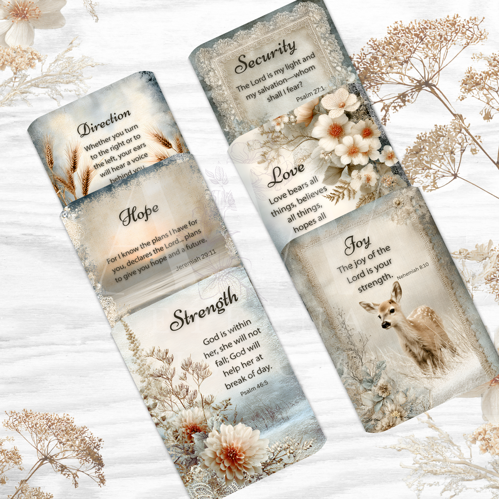 Winter Grace Scripture Cards Printable | 24 Christian Encouragement Cards | Inspirational Bible Verse Cards | Faith Devotional Cards | Shabby Chic Winter Art
