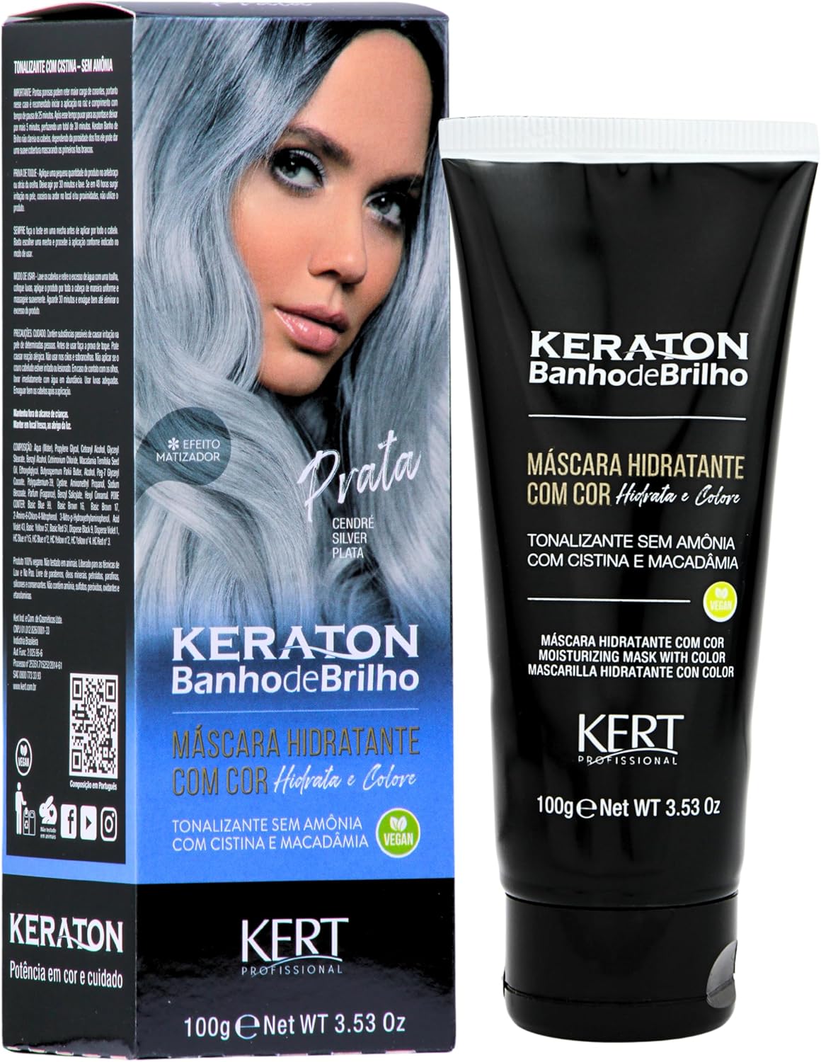 Keraton Banho de Brilho Prata (Cendré) 100g