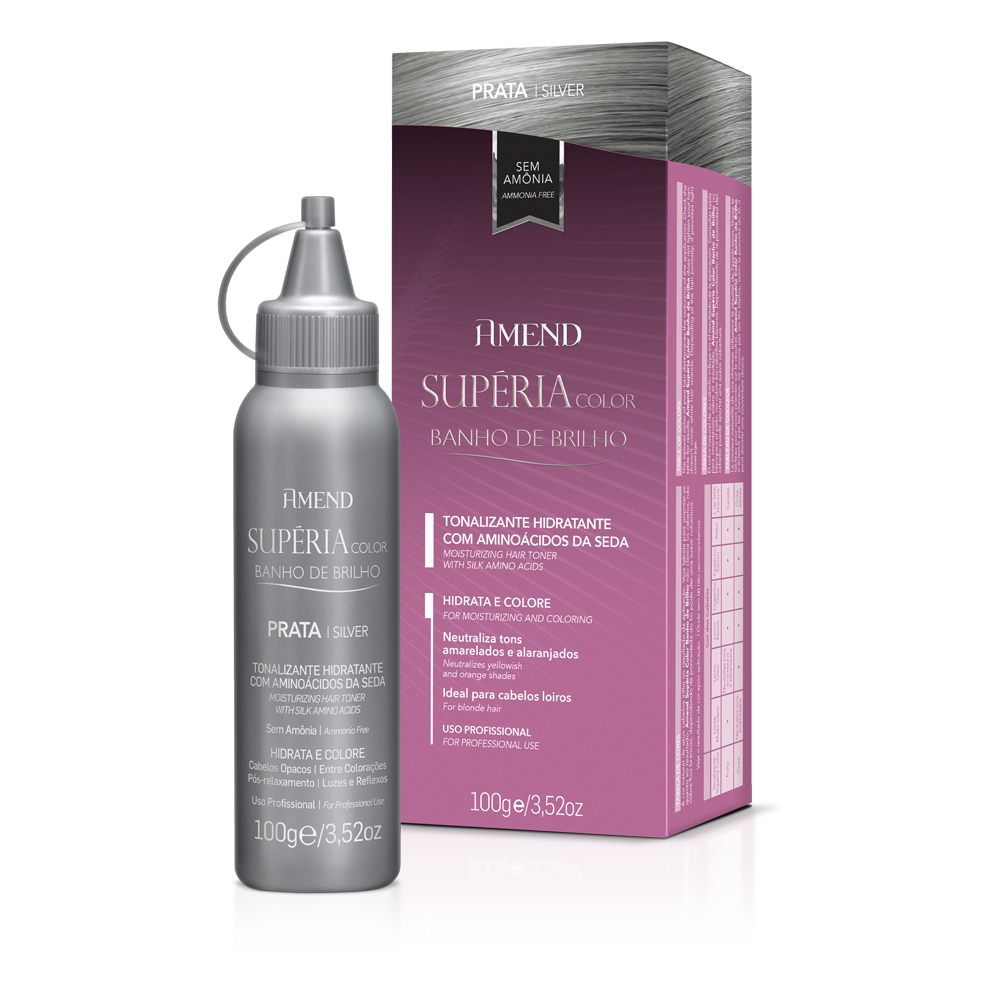 Kit  Banho de Brilho Amend Supéria Prata 100g