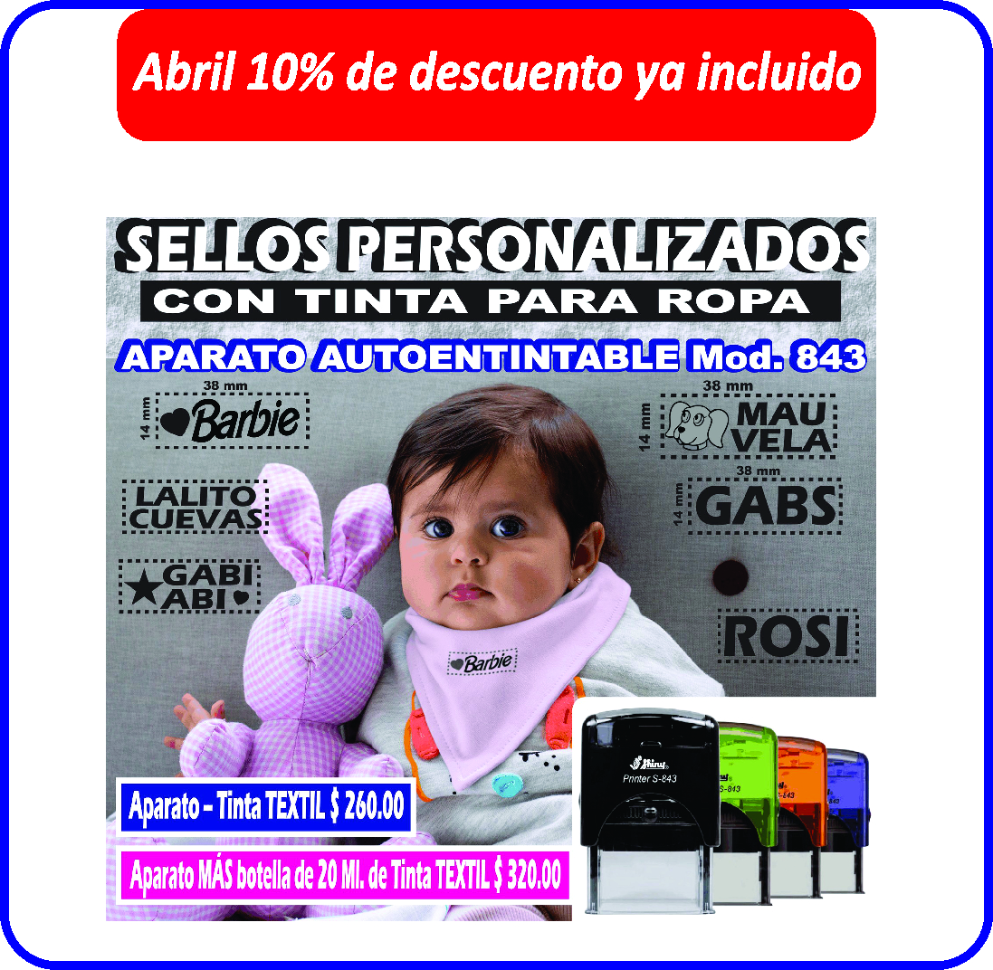 Sellos personalizados con tinta para ropa