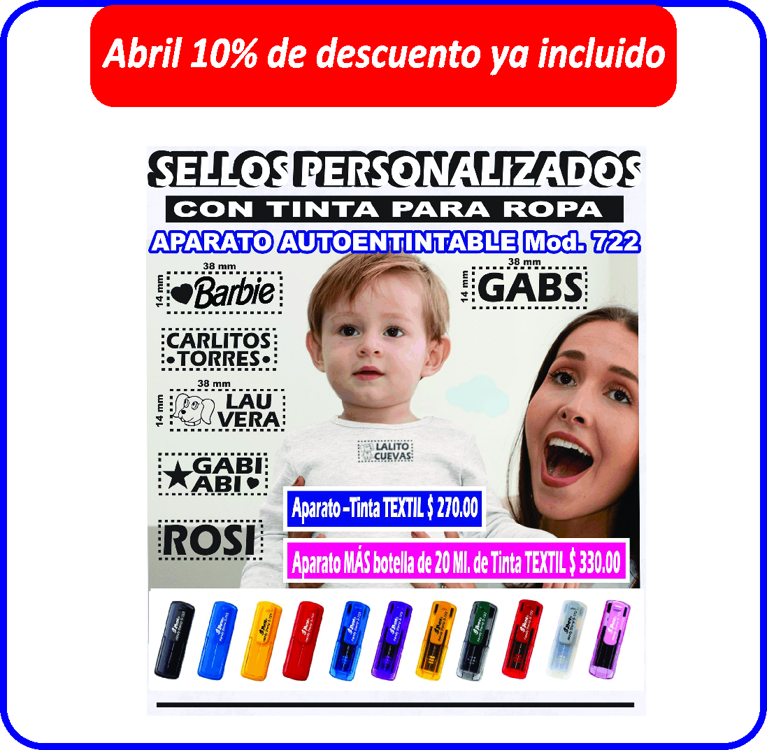 Sellos personalizados con tinta para ropa