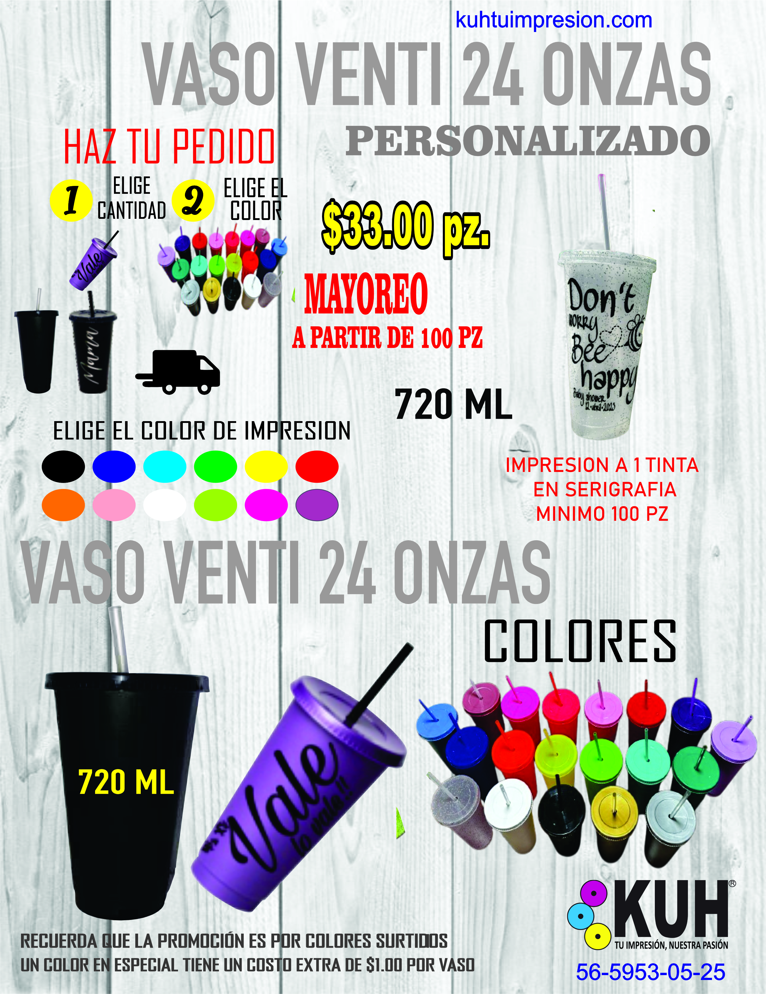 Vaso Venti 24 onzas personalizado