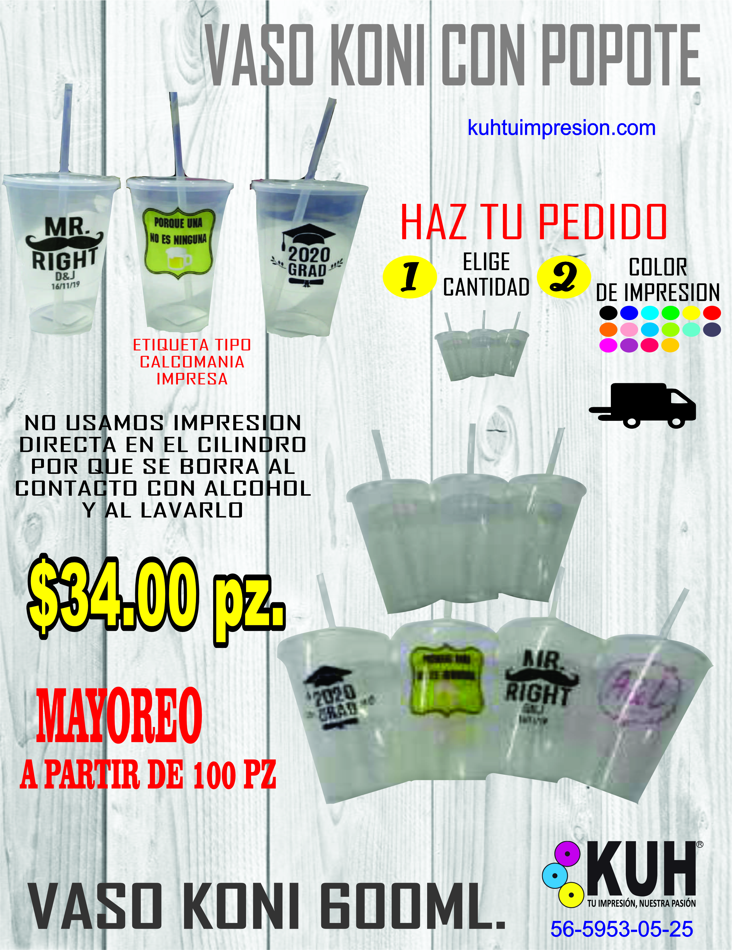 Vaso Koni con Popote