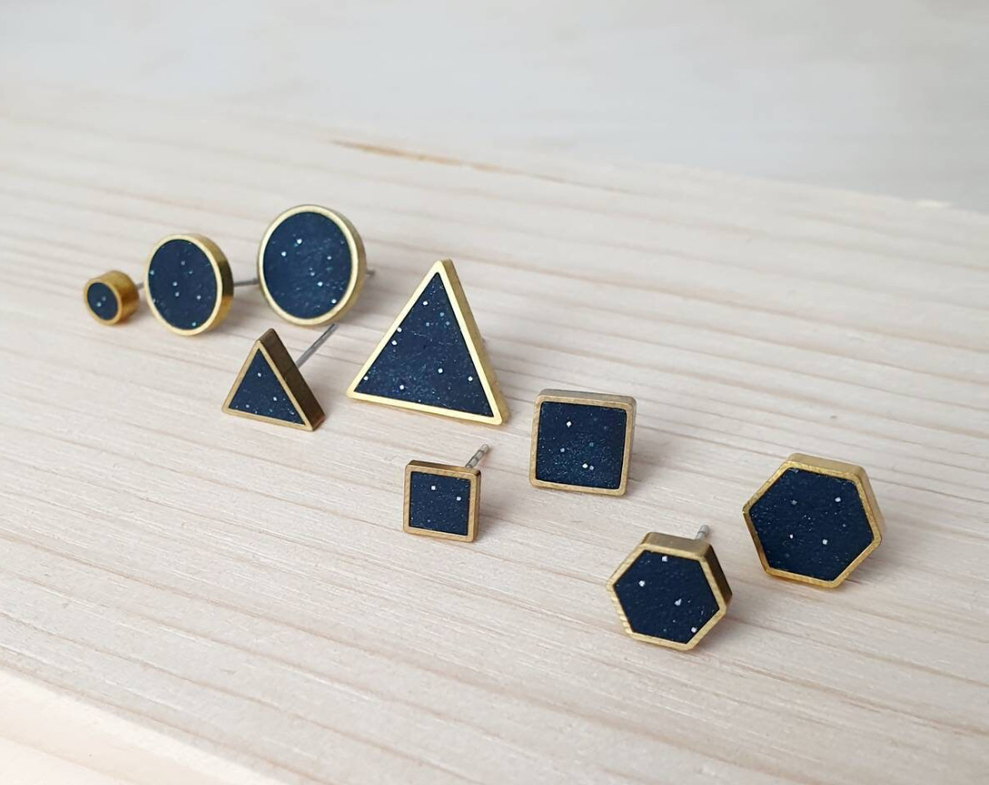 ohrstecker geometrisch sternenstaub