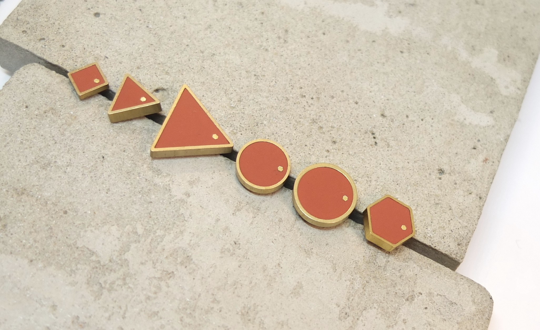 ohrstecker geometrisch terracotta mit/ohne punkt