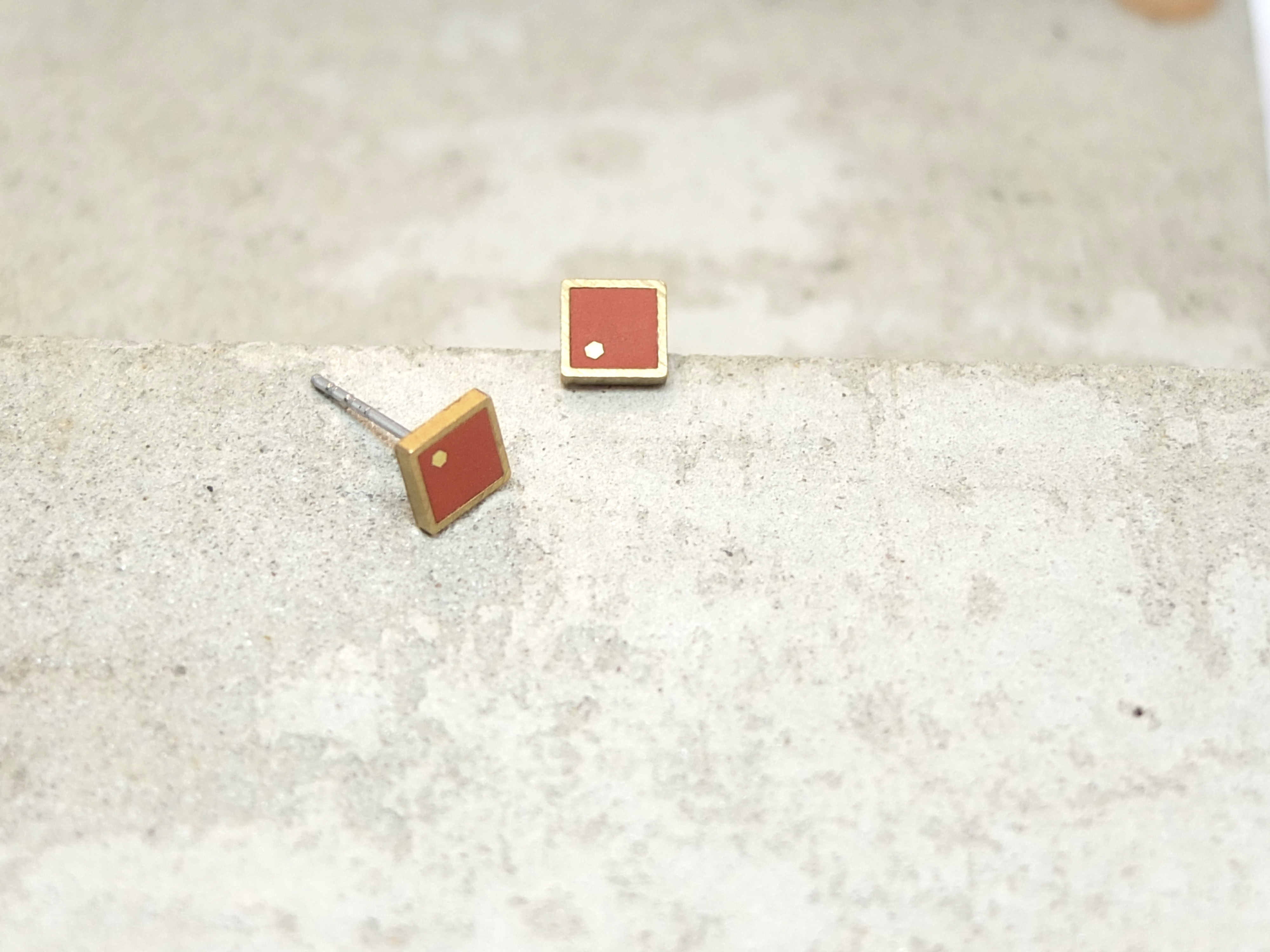 ohrstecker geometrisch terracotta mit/ohne punkt