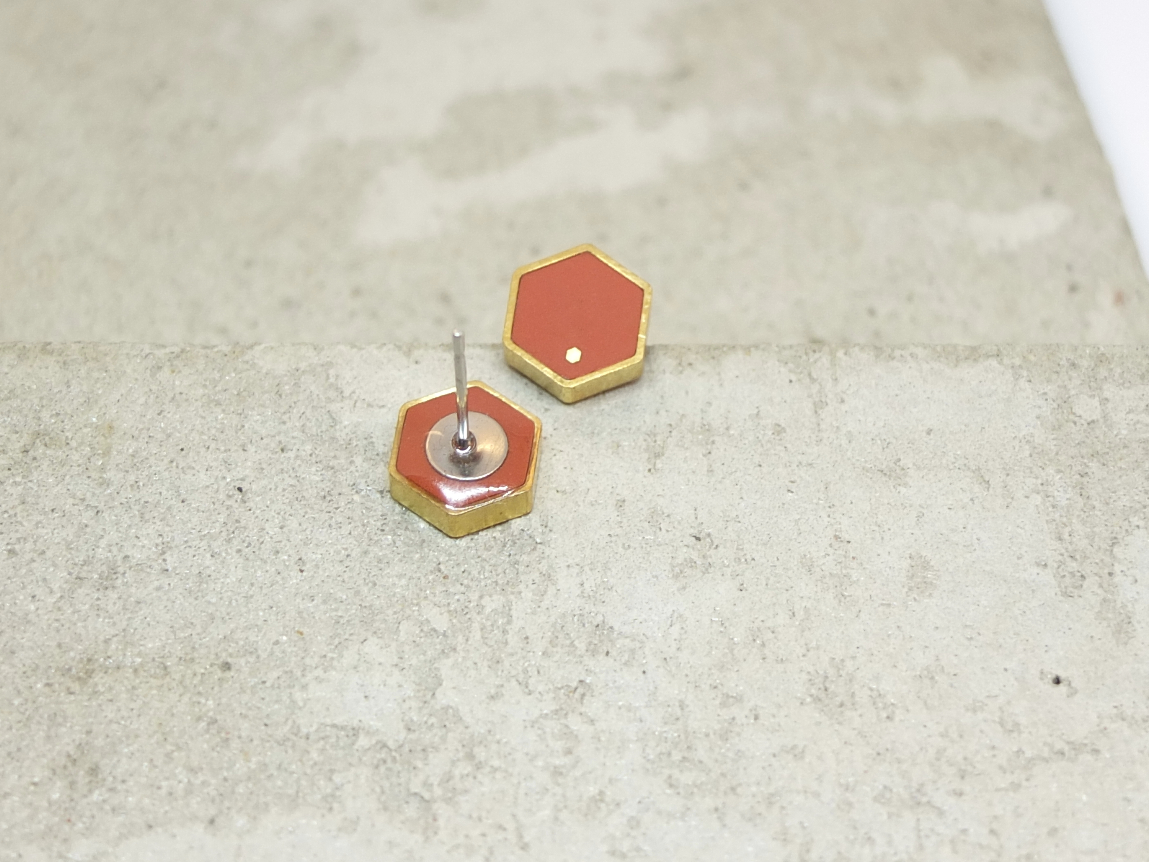 ohrstecker geometrisch terracotta mit/ohne punkt