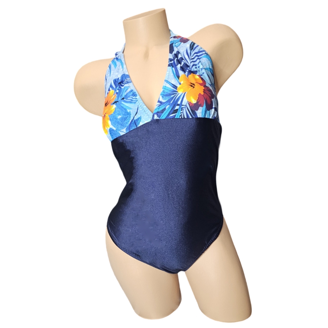 Flamboyan azul  Halter Neck Swimsuit