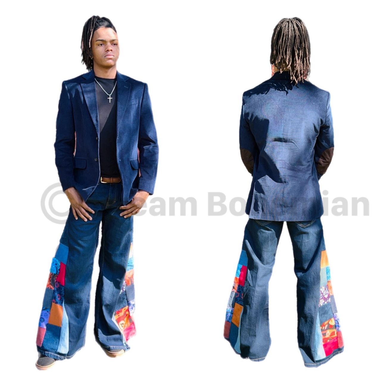 Patchwork Wide-Leg Denim Jeans