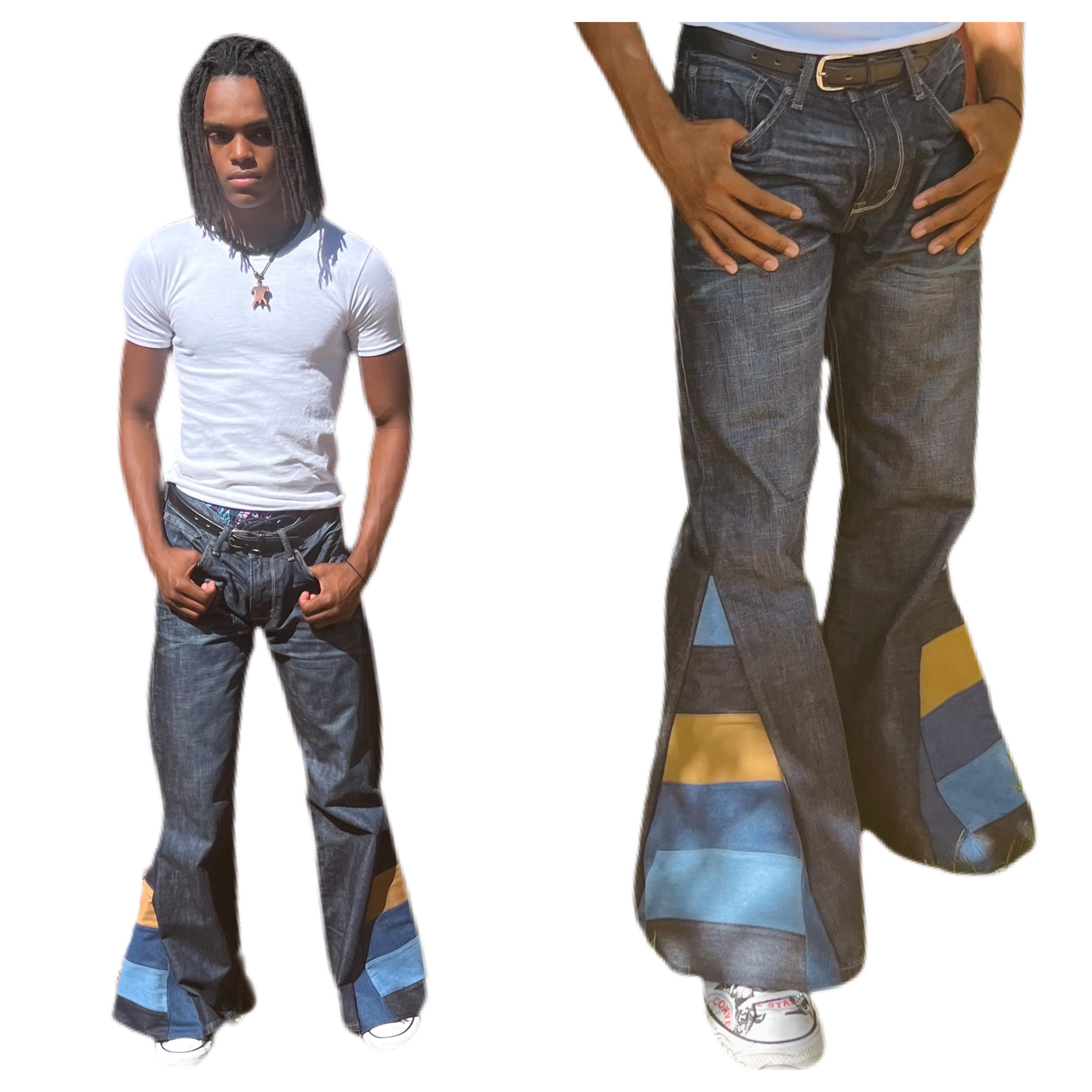 Vintage Patchwork Flared Jeans