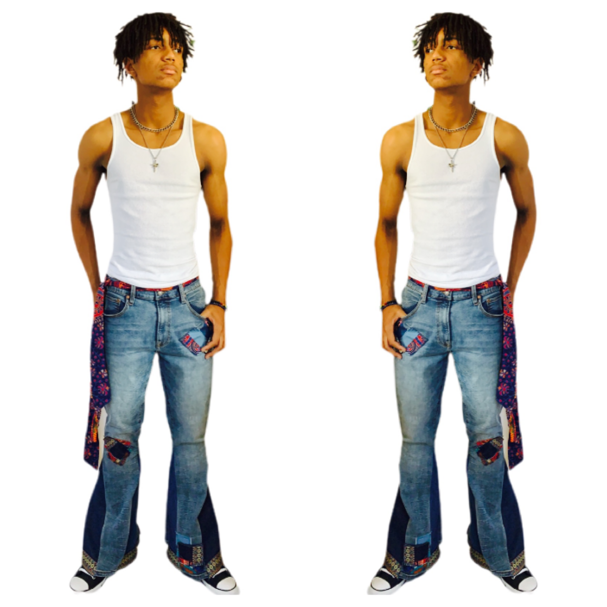 Boho Patchwork Flared Jeans