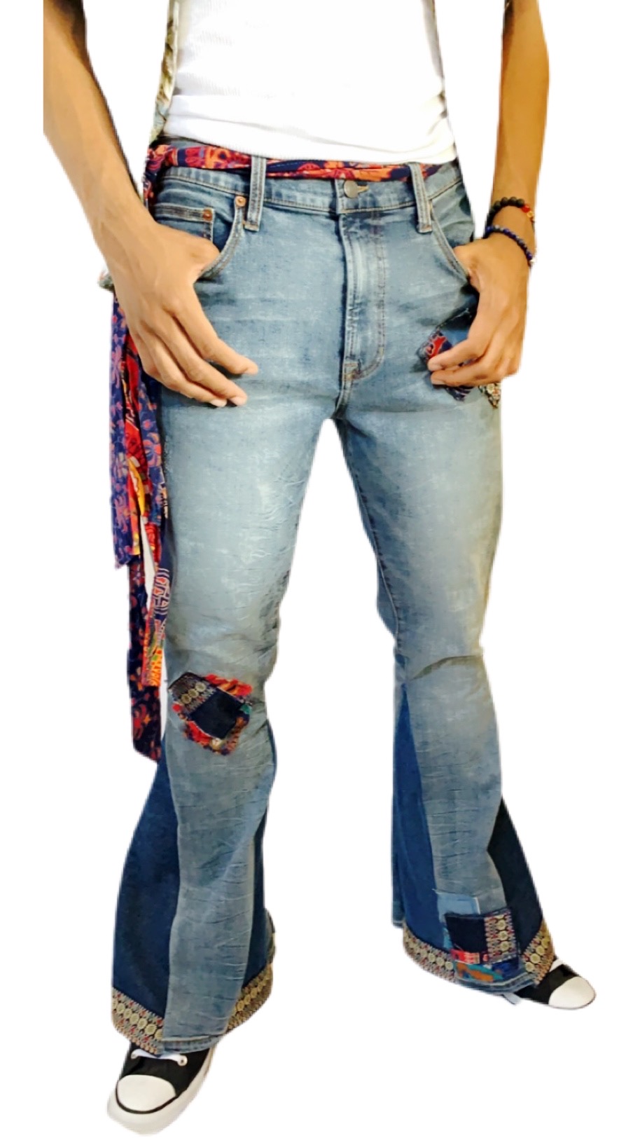 Boho Patchwork Flared Jeans