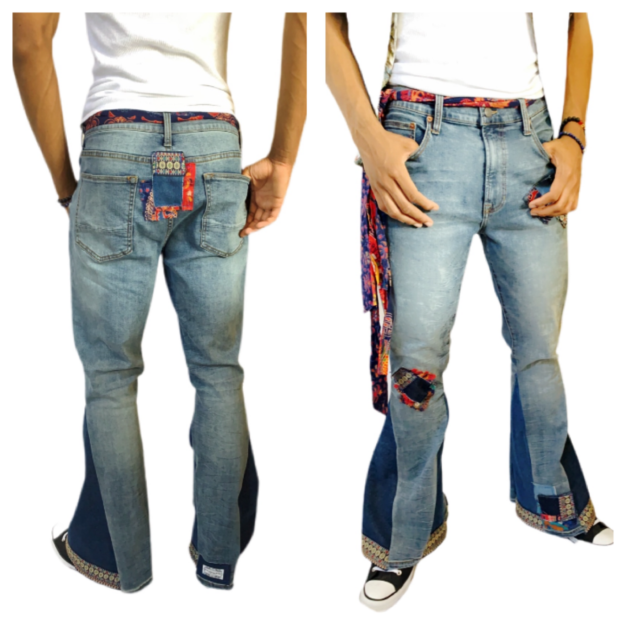 Boho Patchwork Flared Jeans