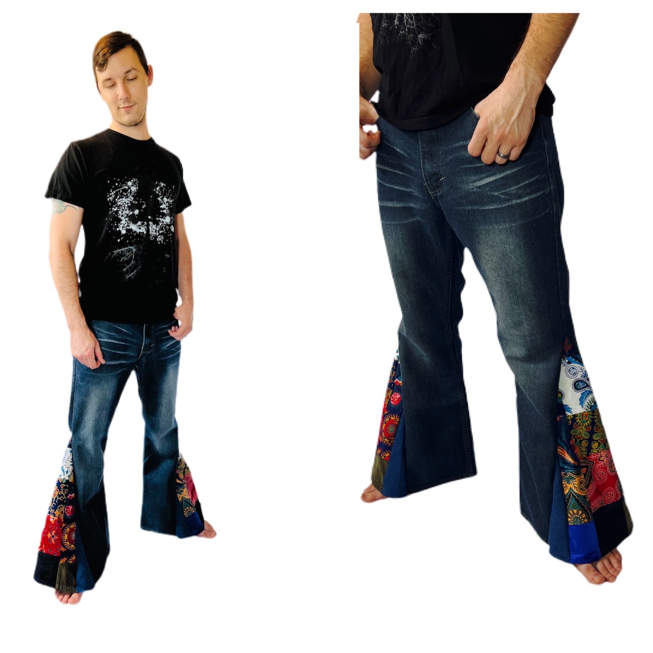 Retro Patchwork Flare Jeans