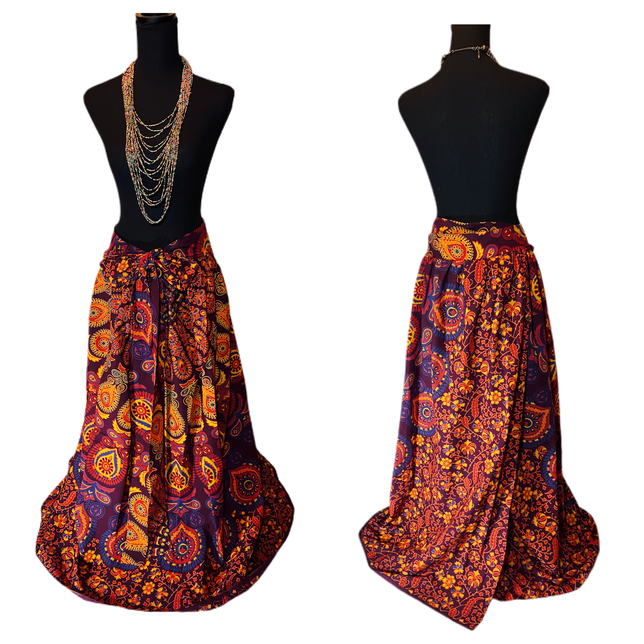 Boho Wrap Around Afro-punk Skirt Full-length Skirt