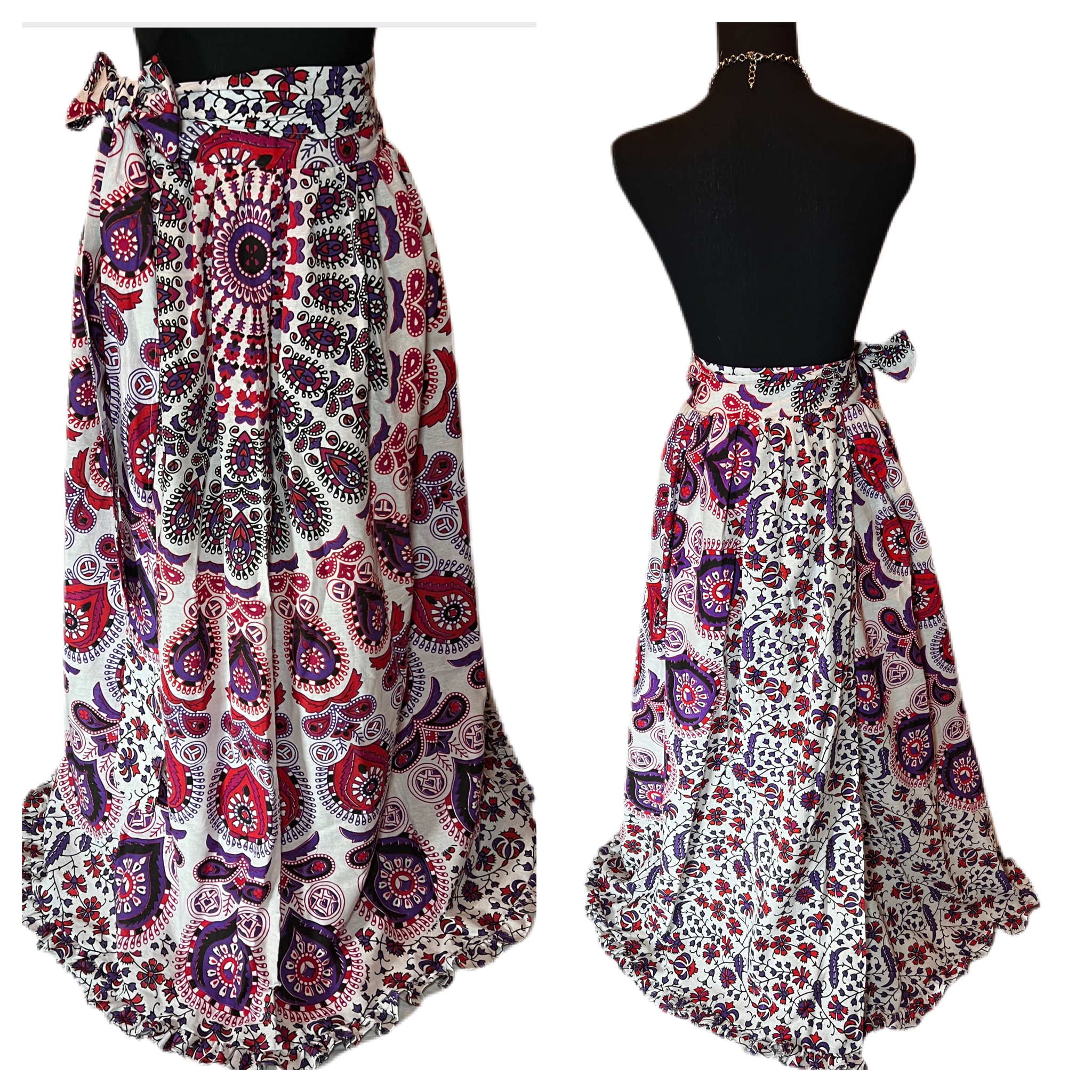 Boho Wrap Around Afro-punk Skirt Full-length Skirt