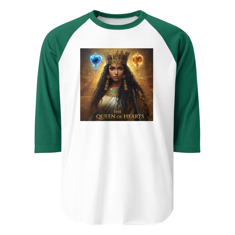 Queen of Hearts Blue and Red Hearts 3/4 sleeve Raglan Shirt