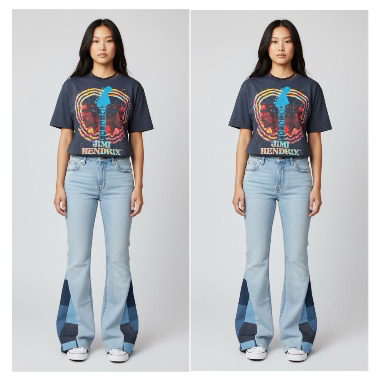 Flare Denim Patchwork Unisex Jeans 