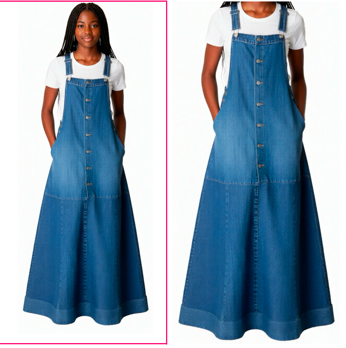 Maxi Medium Blue Denim Overall Dress