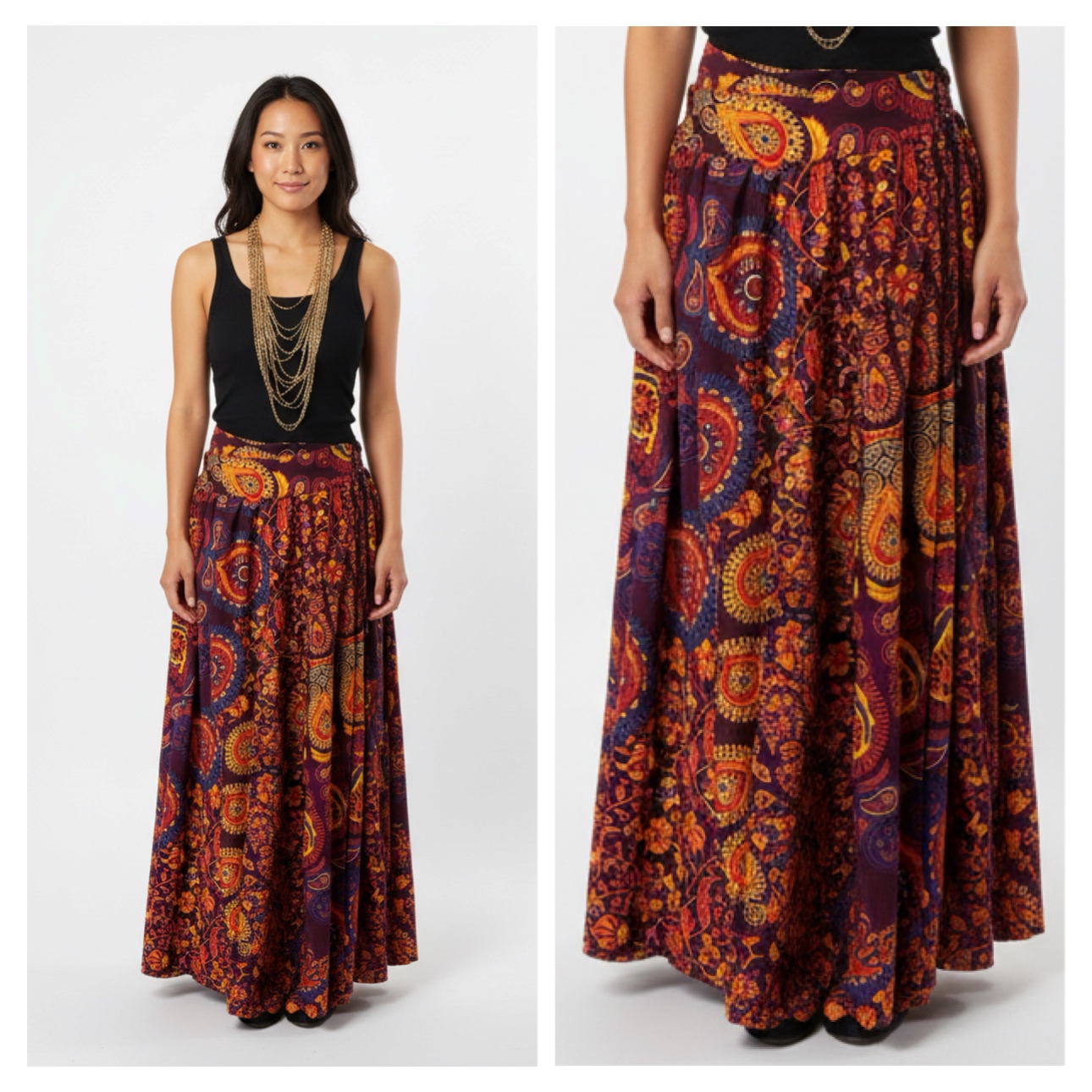 Boho Wrap Around Afro-punk Skirt Full-length Skirt