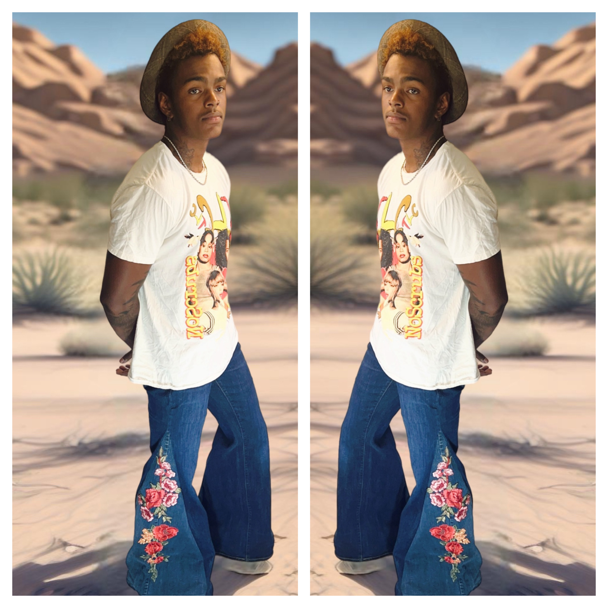 Embroidered Flared Denim Jeans