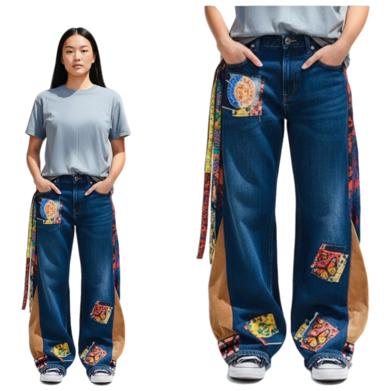 Unique Unisex Patchwork Jeans