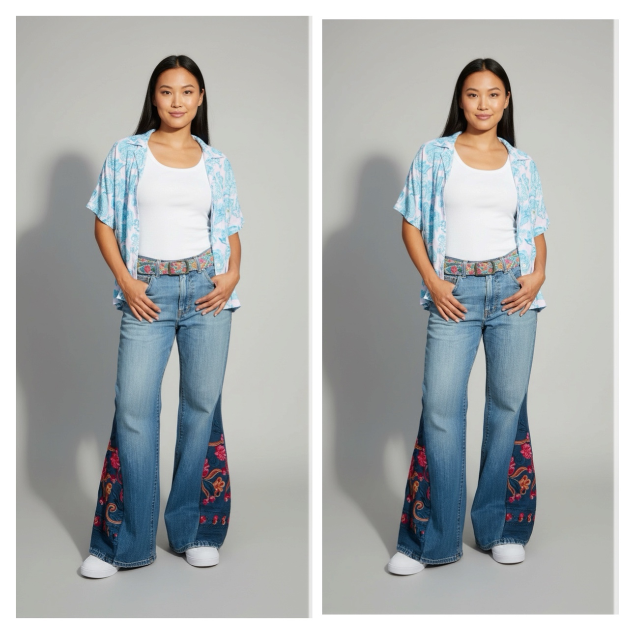 Boho Embroidered Flare Jeans