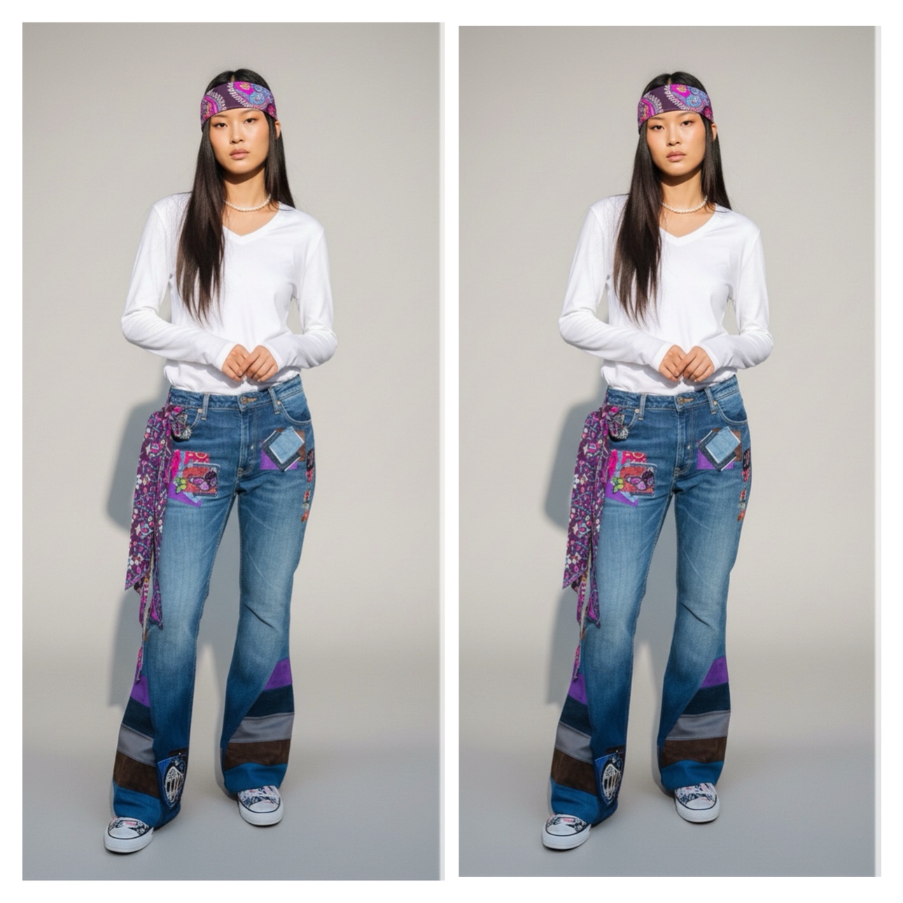 Boho Patchwork Denim Jeans