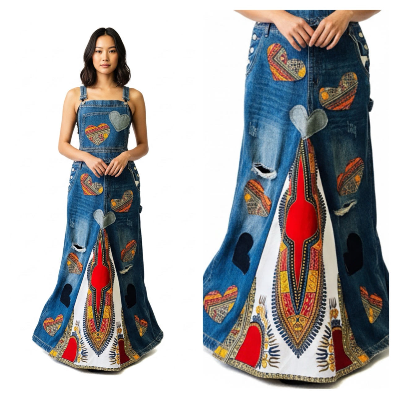 Bohemian Denim Maxi Dress