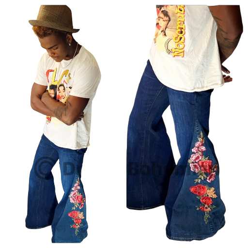 Embroidered Flared Denim Jeans