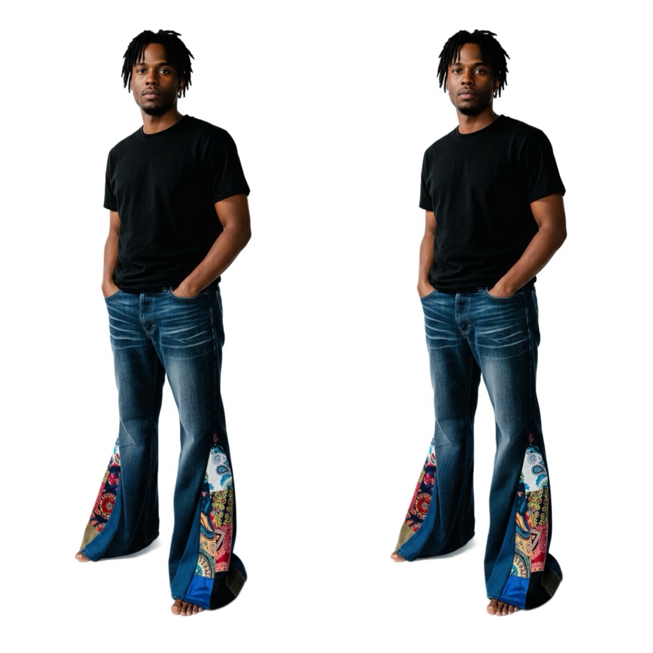 Retro Patchwork Flare Jeans