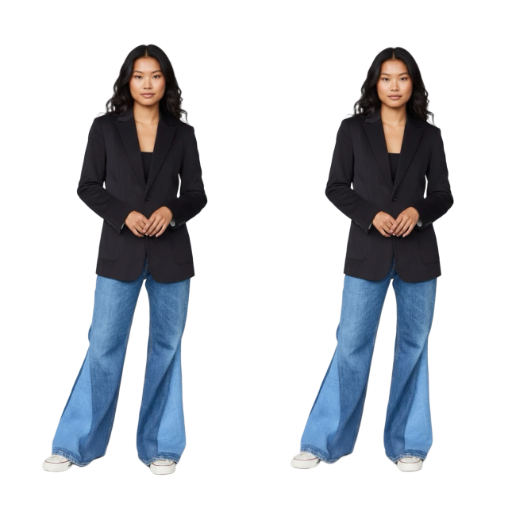 Two-Tone Flared Blue Jeans