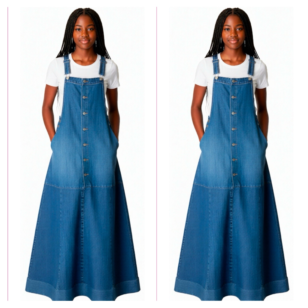Maxi Medium Blue Denim Overall Dress