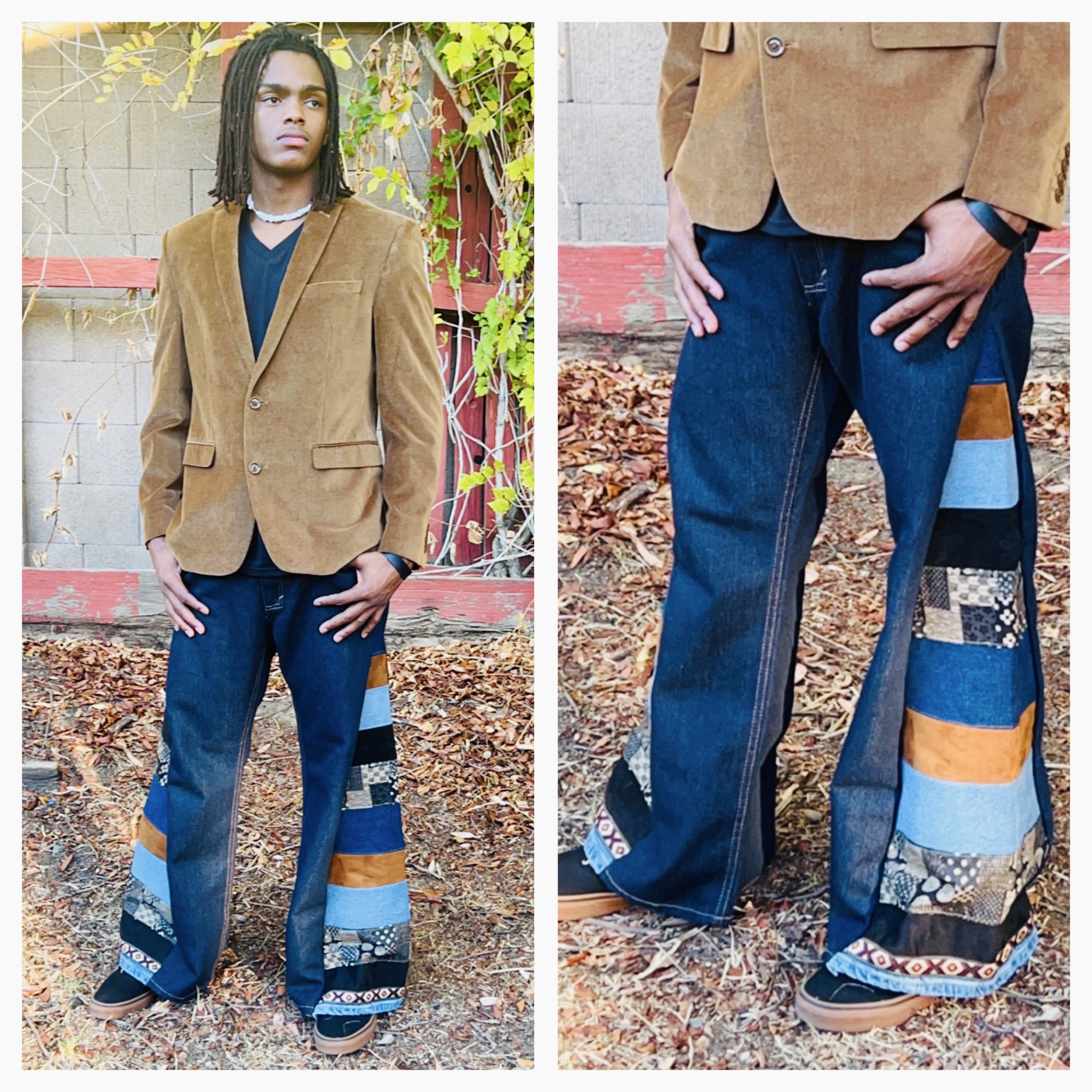 Boho Unisex Patchwork Wide-Leg Denim Jeans