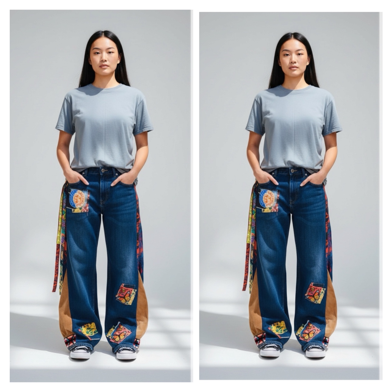 Unique Unisex Patchwork Jeans