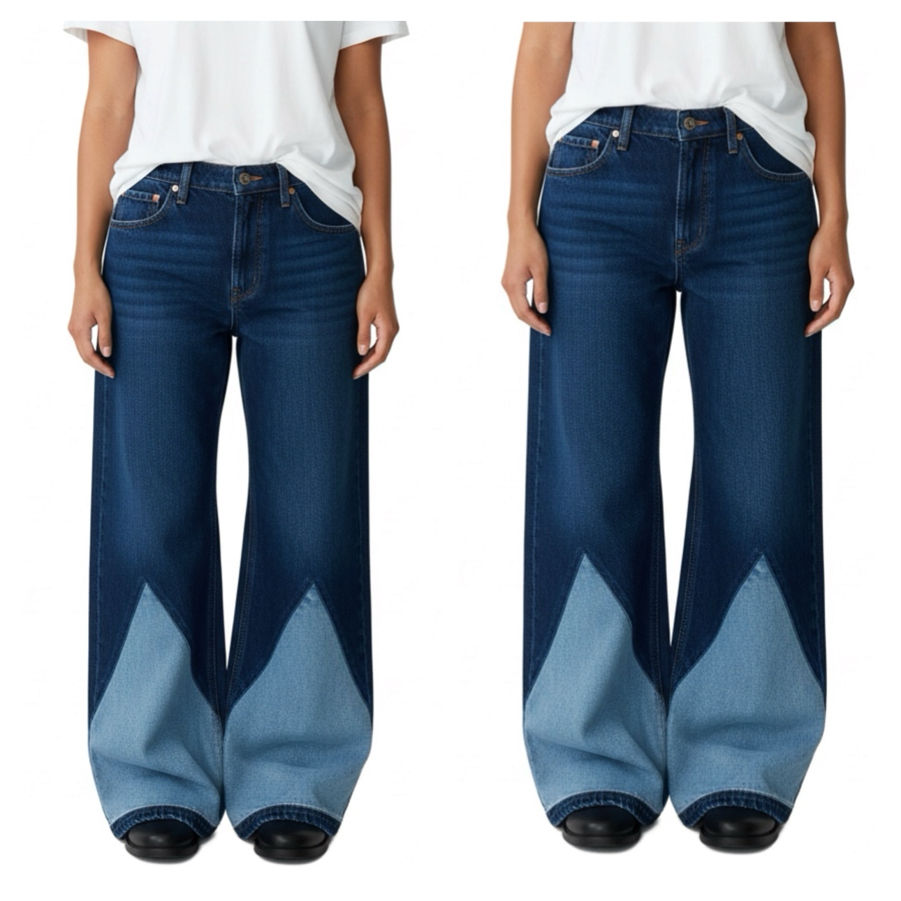 Wide-leg Geometric Denim Jeans
