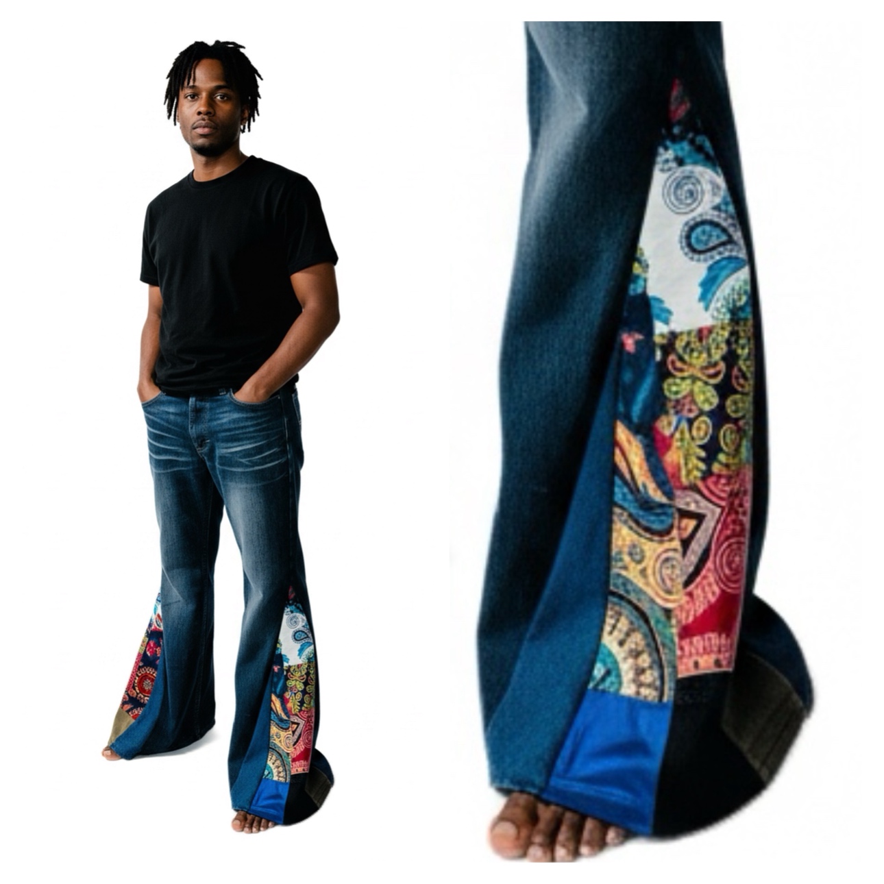 Retro Patchwork Flare Jeans