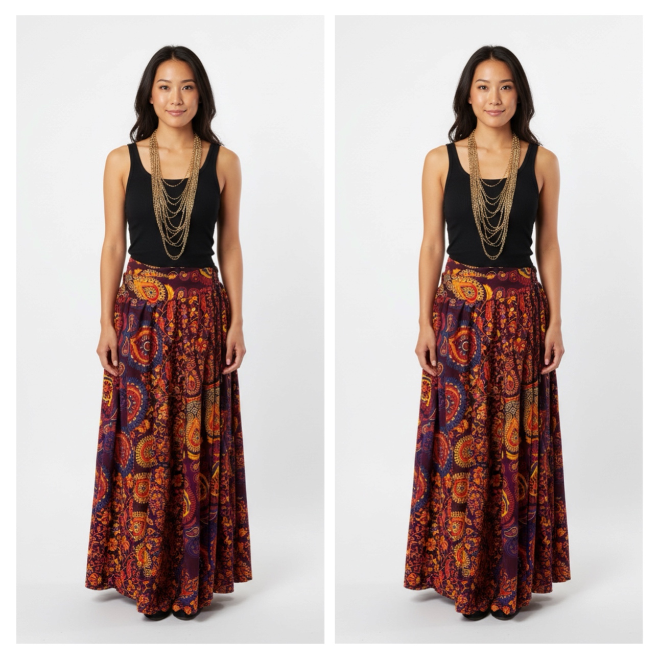 Boho Wrap Around Afro-punk Skirt Full-length Skirt