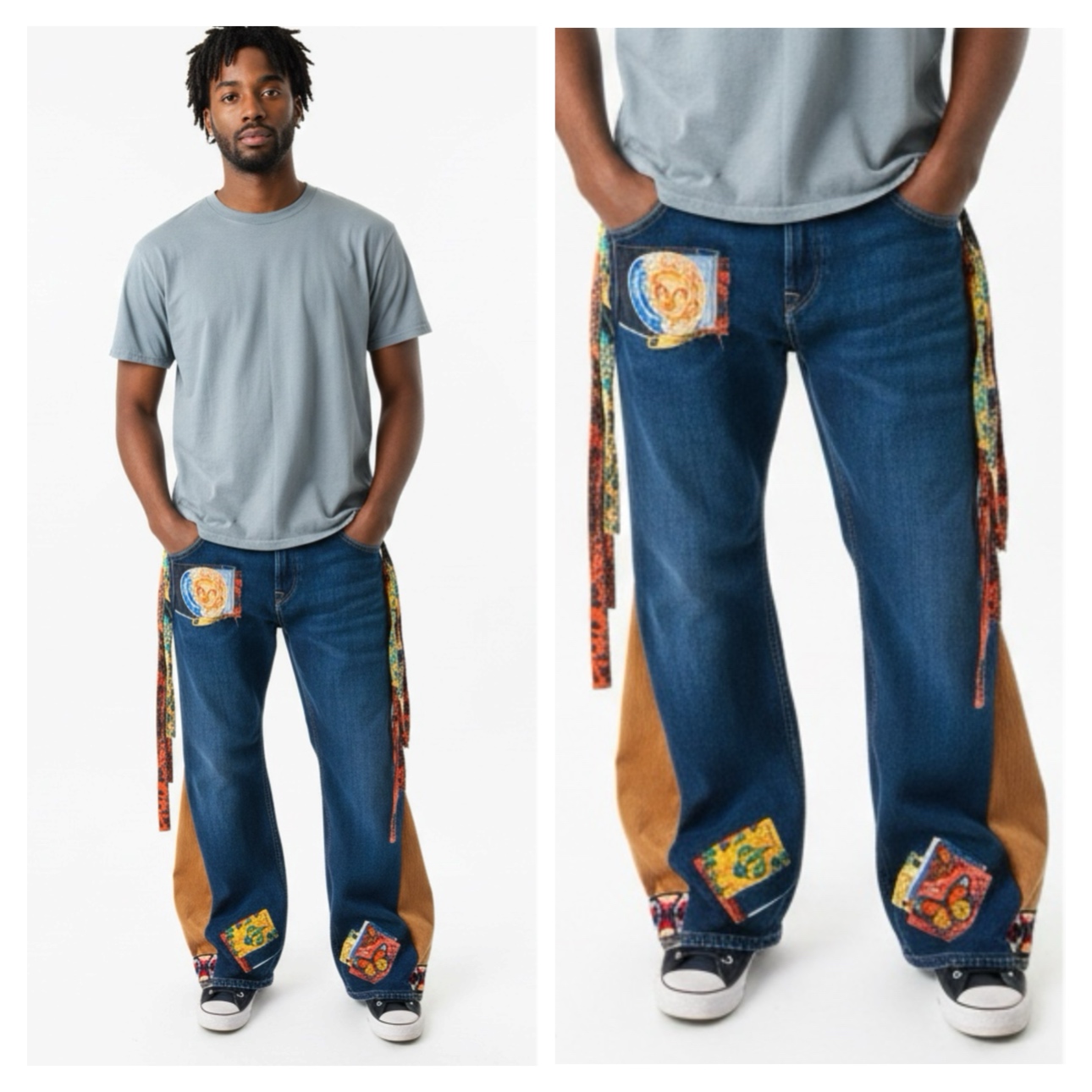 Unique Unisex Patchwork Jeans
