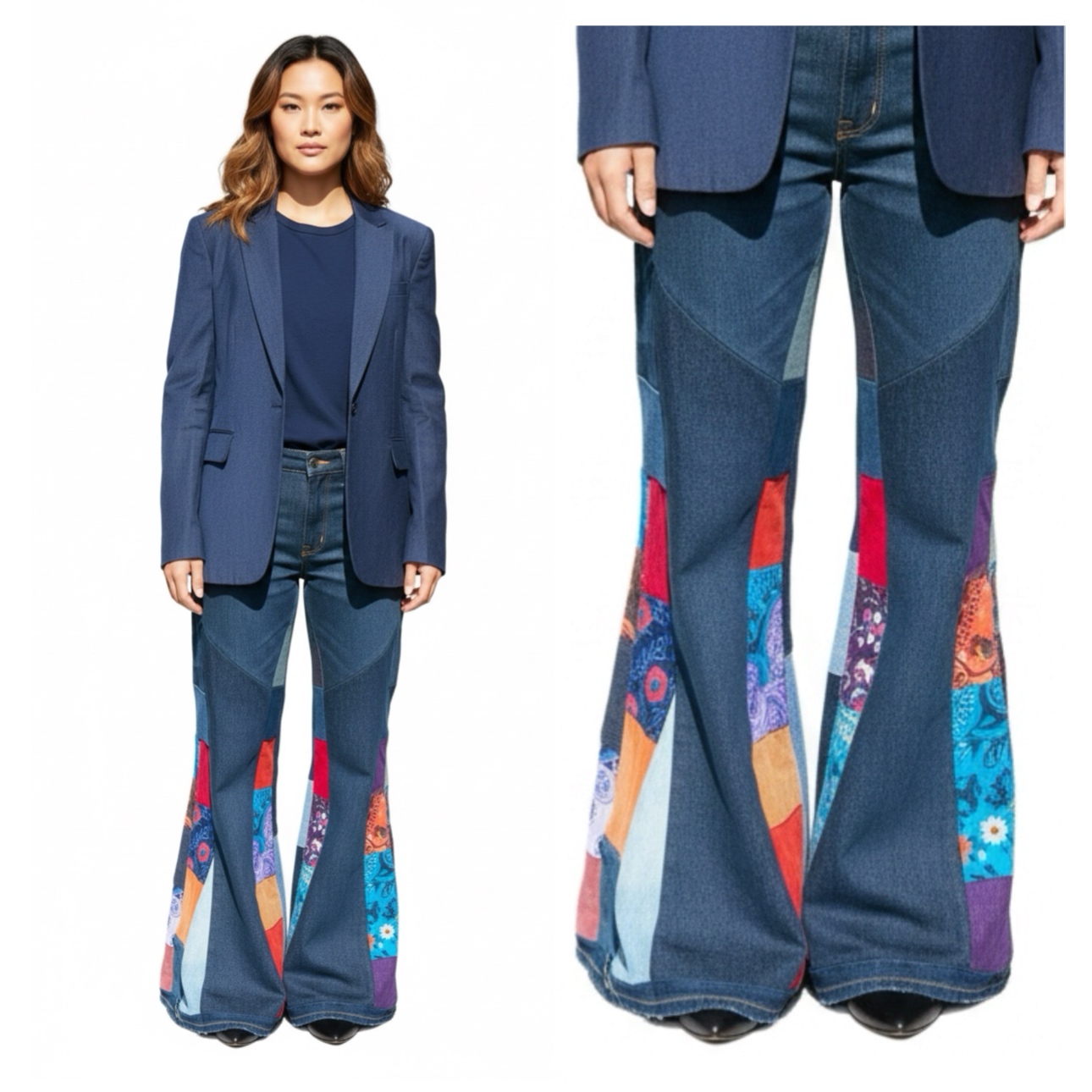 Vintage Patchwork Flare Jeans