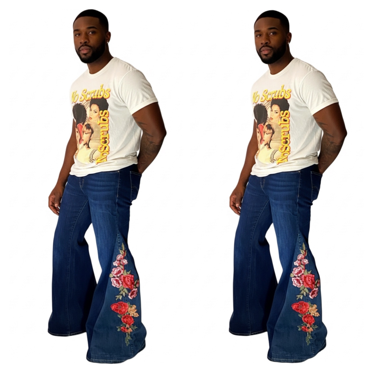 Embroidered Flared Denim Jeans