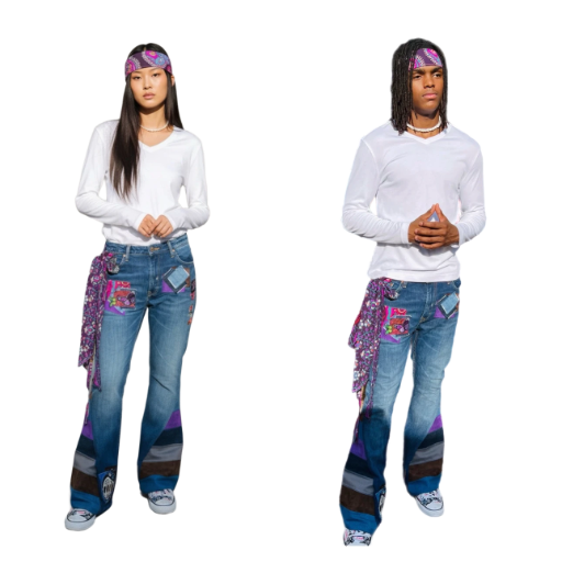 Boho Patchwork Denim Jeans