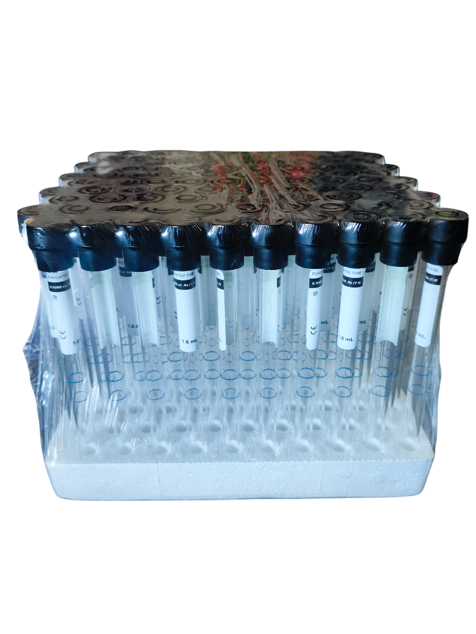Blood Collection Tubes ESR BLACK TOP 1.6ml (100's) GLASS TUBE